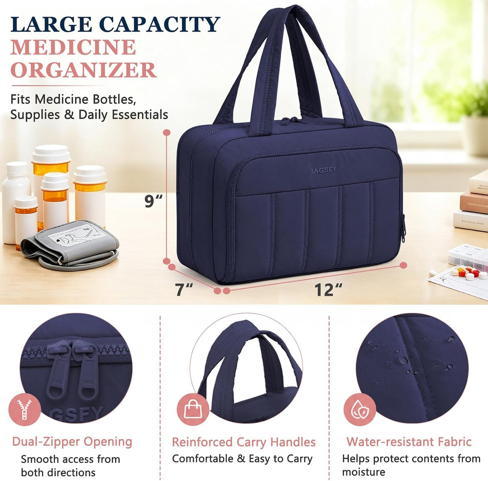 BAGSFY Medicine Kit for Dorm, Travel Medicine Bag with 2 Compartments