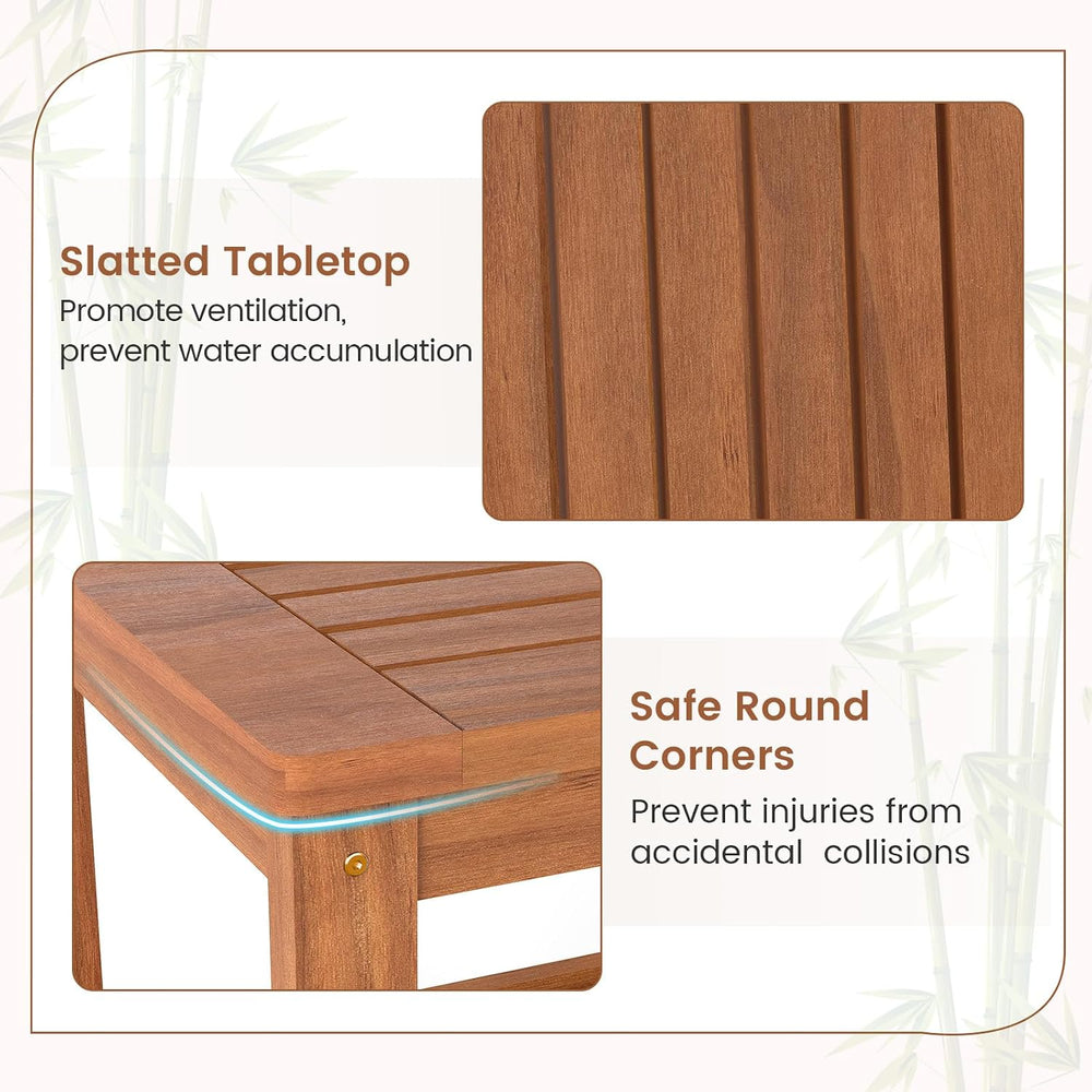 HAPPYGRILL 2-Tier Outdoor Wood Side Table with Storage Shelf, Patio Wooden En...