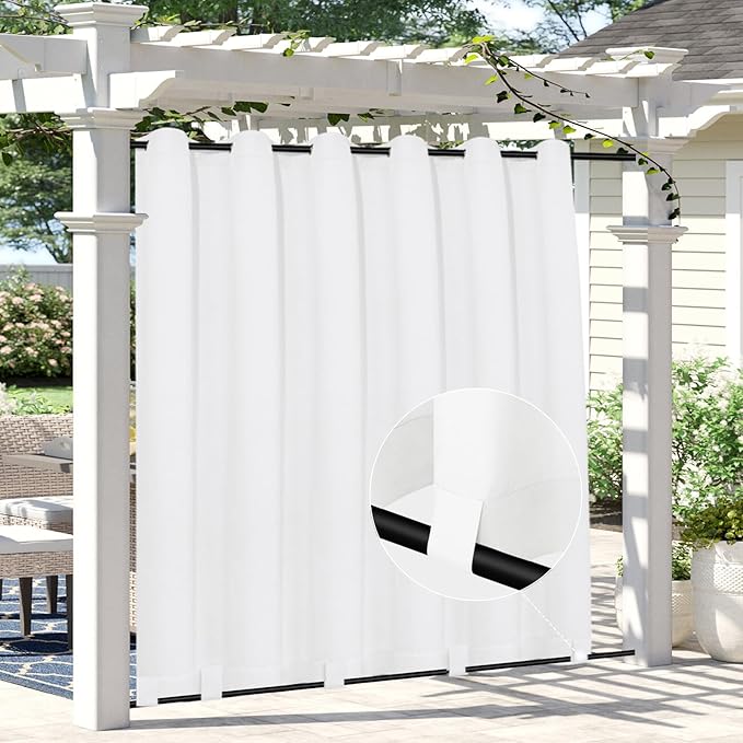 Easy-Going Linen Look Outdoor Curtains Waterproof Windproof Porch Curtains, S...