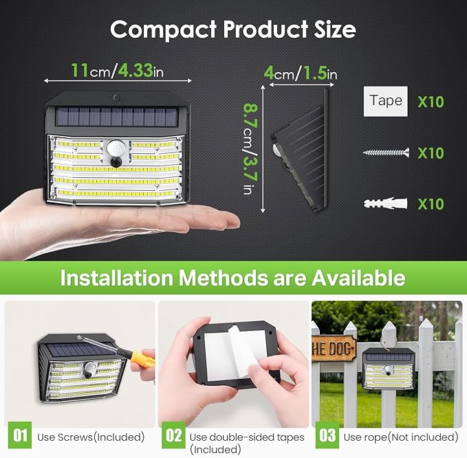 CLAONER Solar Lights Outdoor [𝟏𝟎 𝐏𝐚𝐜𝐤/126 LED], Wireless Motion Sensor Lights...