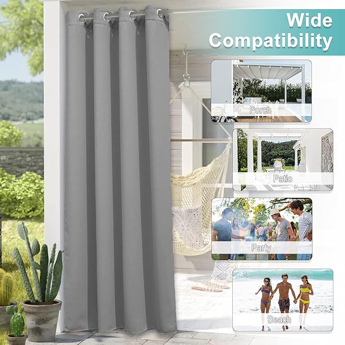 NICETOWN Patio Door Silver Grey Curtains Room Darkning 95" L by 84"...