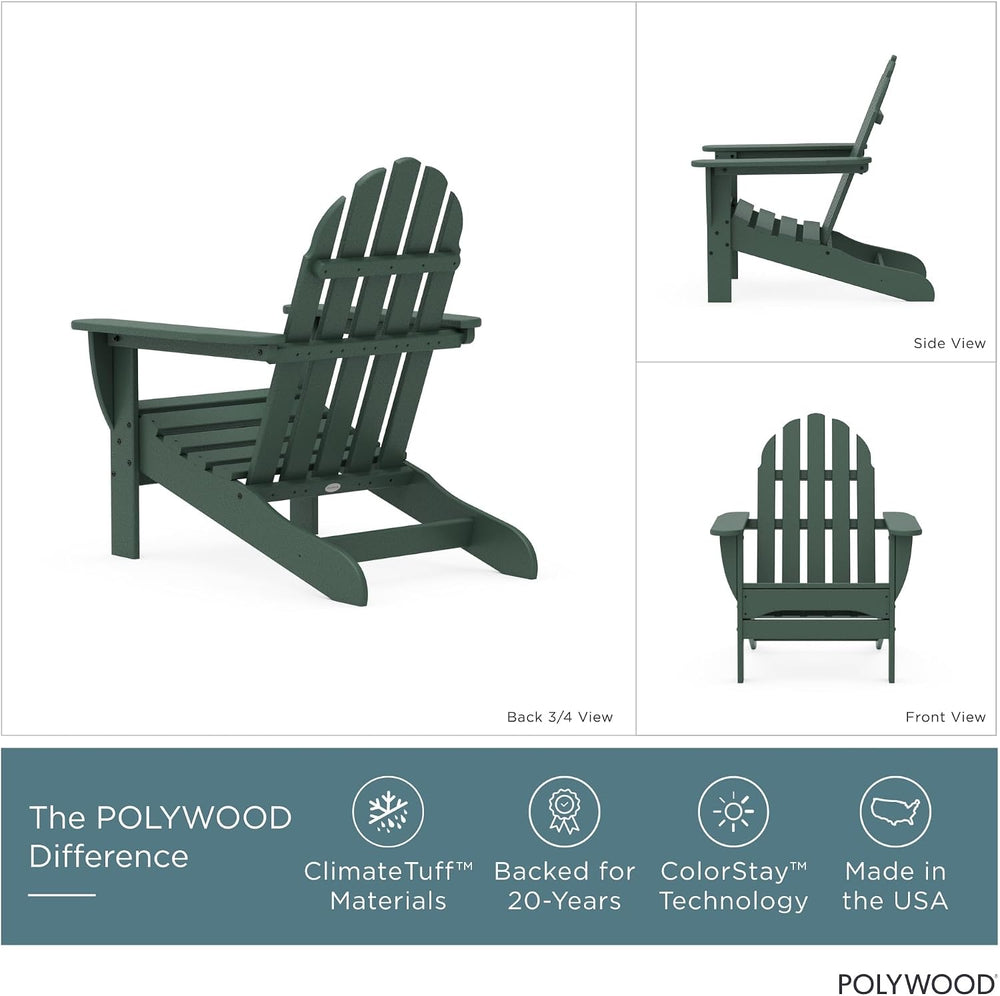 POLYWOOD AD4030GR Classic Outdoor Adirondack Chair, Green