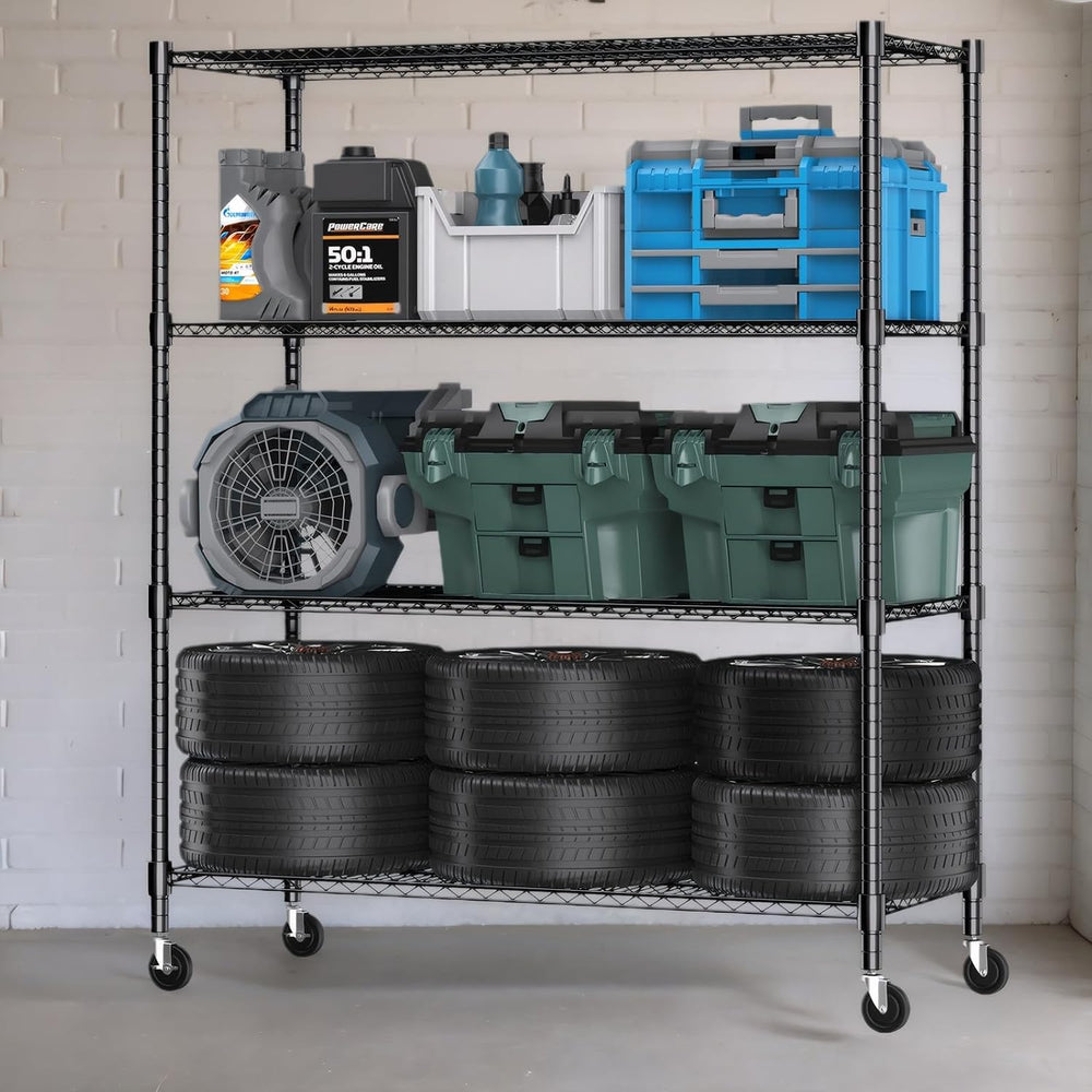 Himimi Storage Shelves 60" W Wire Shelving with Wheels 2600LBS Heavy Dut...