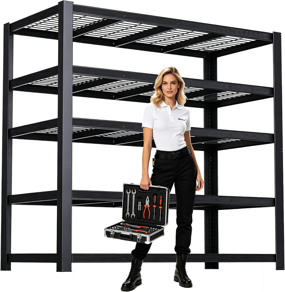62"W Metal Storage Shelves,3000LBS Heavy Duty Garage Shelving Units, 5 Tier