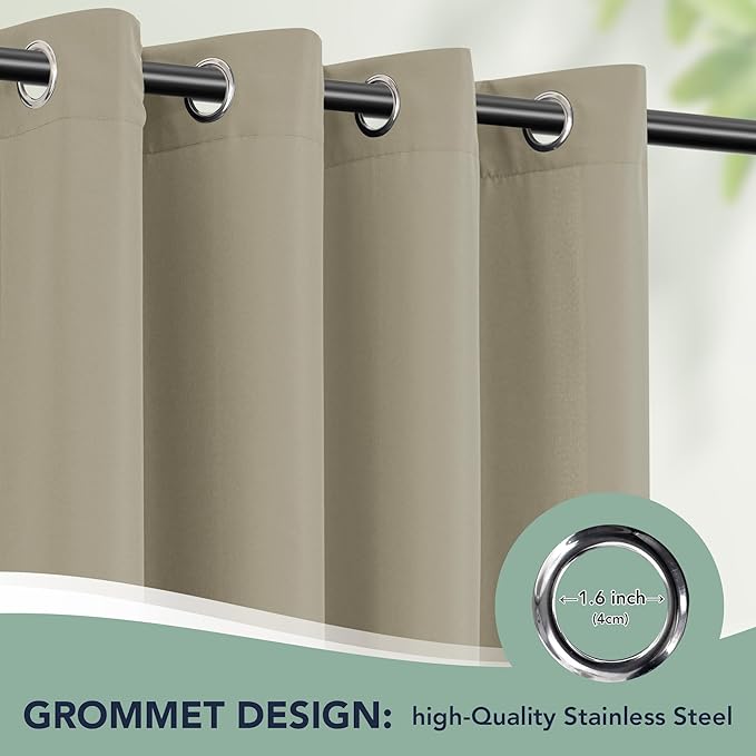 Patio Curtains Outdoor Waterproof - 6 Panels Privacy Weatherproof Outside Cur...