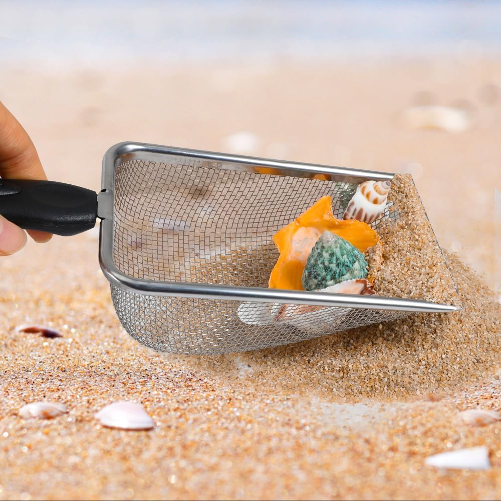 Beach Sand Sifter, 3 Beach Sifting Sand Telescoping Pole Sets with Scoops, Ba...