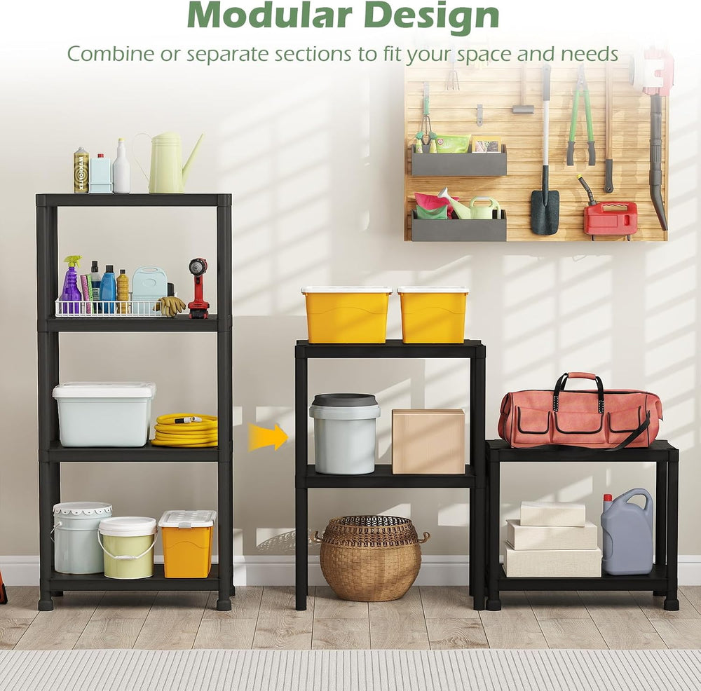 GIANTEX 4-Tier Heavy-Duty Plastic Storage Shelves (1,24" x 12.5" x ...