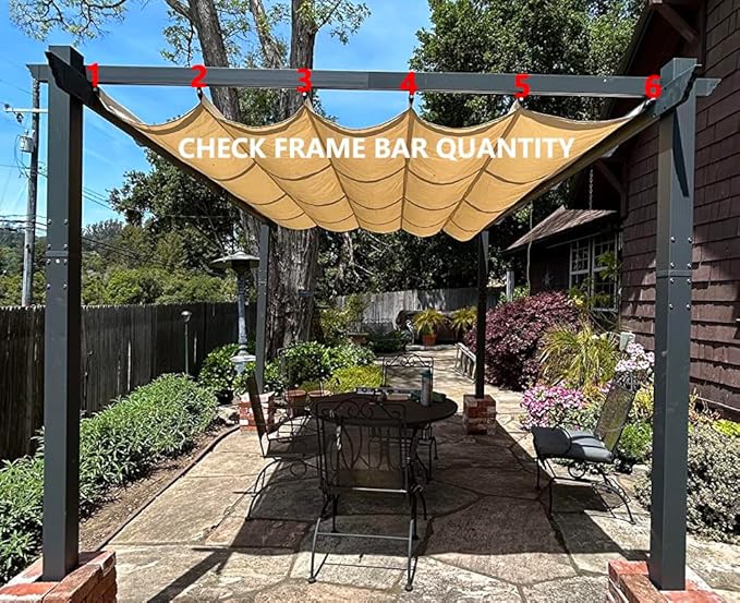 Pergola Shade Cover Replacement Canopy Top Compatible with 10 X 13 ft 6-Bar P...