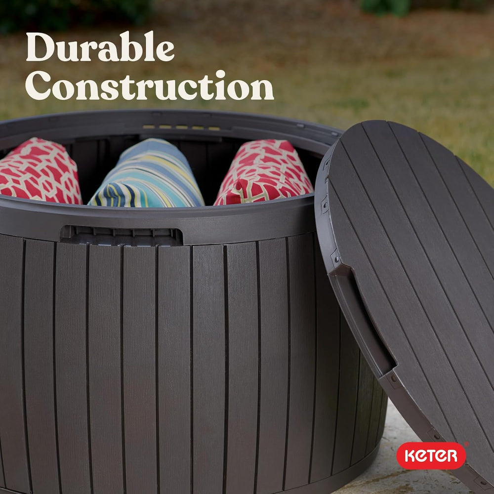 Keter Circa Outdoor Storage Deck Box, 37 Gallon, Brown