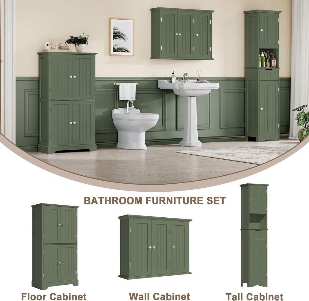 ChooChoo Laundry Cabinet with 3 Doors and Adjustable Shelves