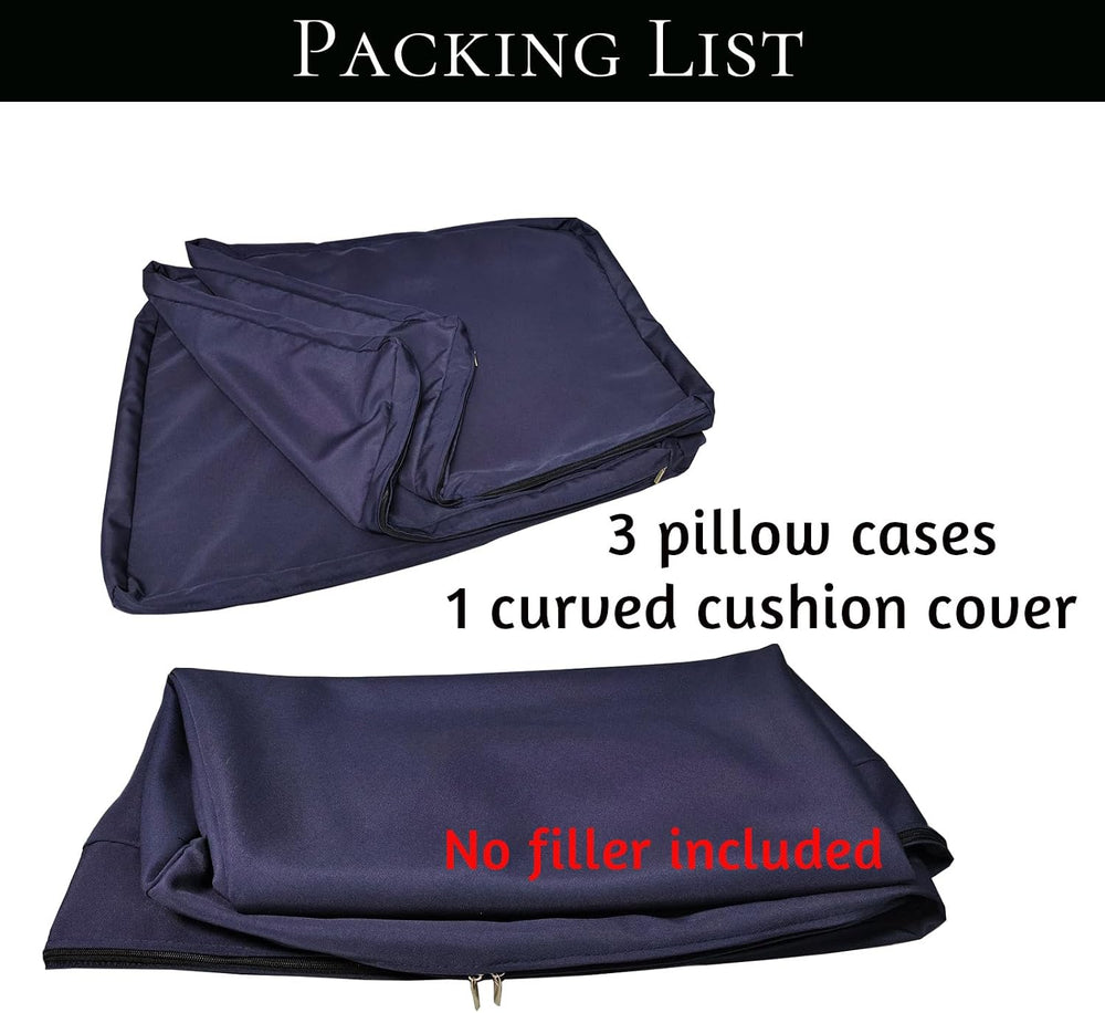 Outdoor Curved Sofa Cushion Couch Cover with Zipper 4-Piece Patio Half-Moon S...