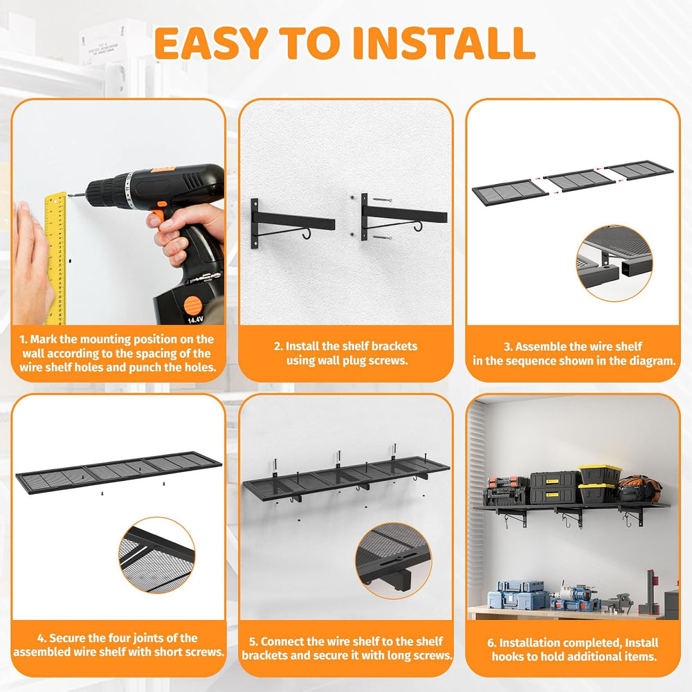 2 Pack Garage Wall Shelving, 1x3.85ft Heavy Duty Garage Shelving Wall Mounted...