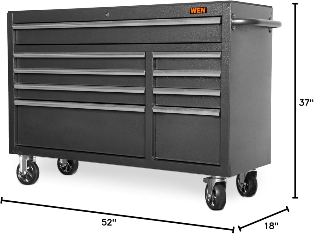 WEN 52-Inch Premium Rolling Tool Cabinet, Black, Heavy Duty 21-Gauge Powder-C...