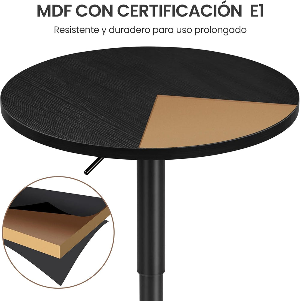 Yaheetech 3-Piece Bar Table and Stools, PU Leather Full Black
