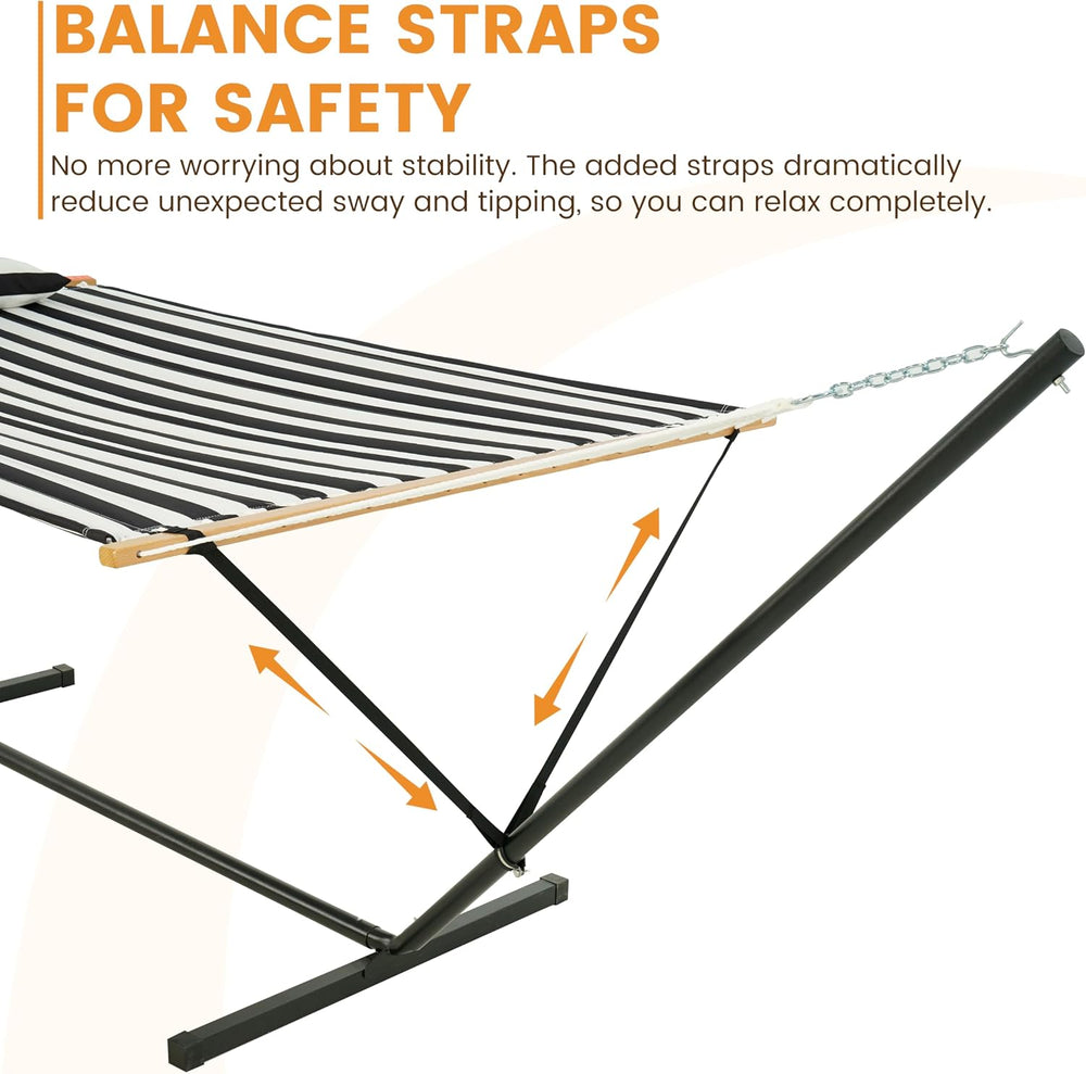 Lazy Daze Double Hammock with Stand, Balance Straps & Carry Bag for Outside