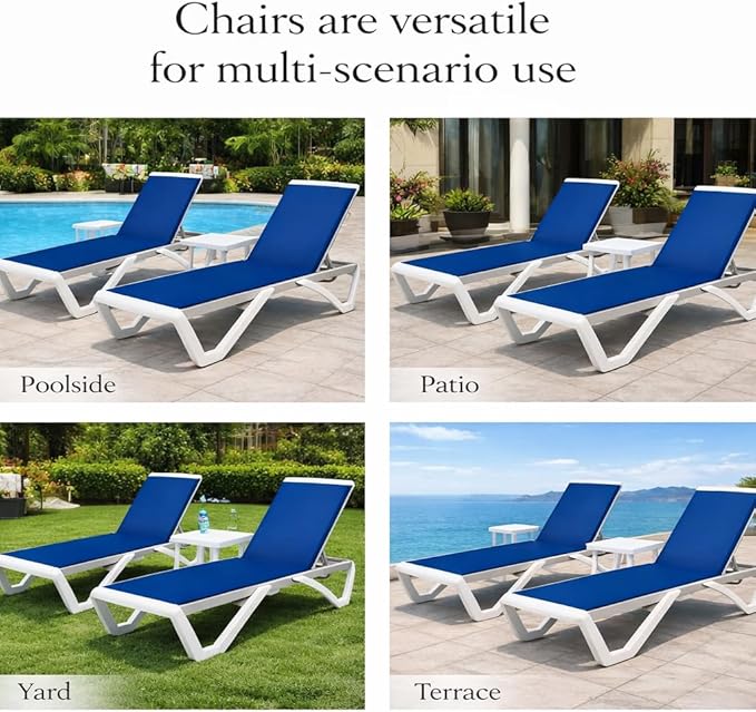 Kozyard Outdoor Chaise Lounge Chair, Full Flat Adjustable Patio Lounger with ...