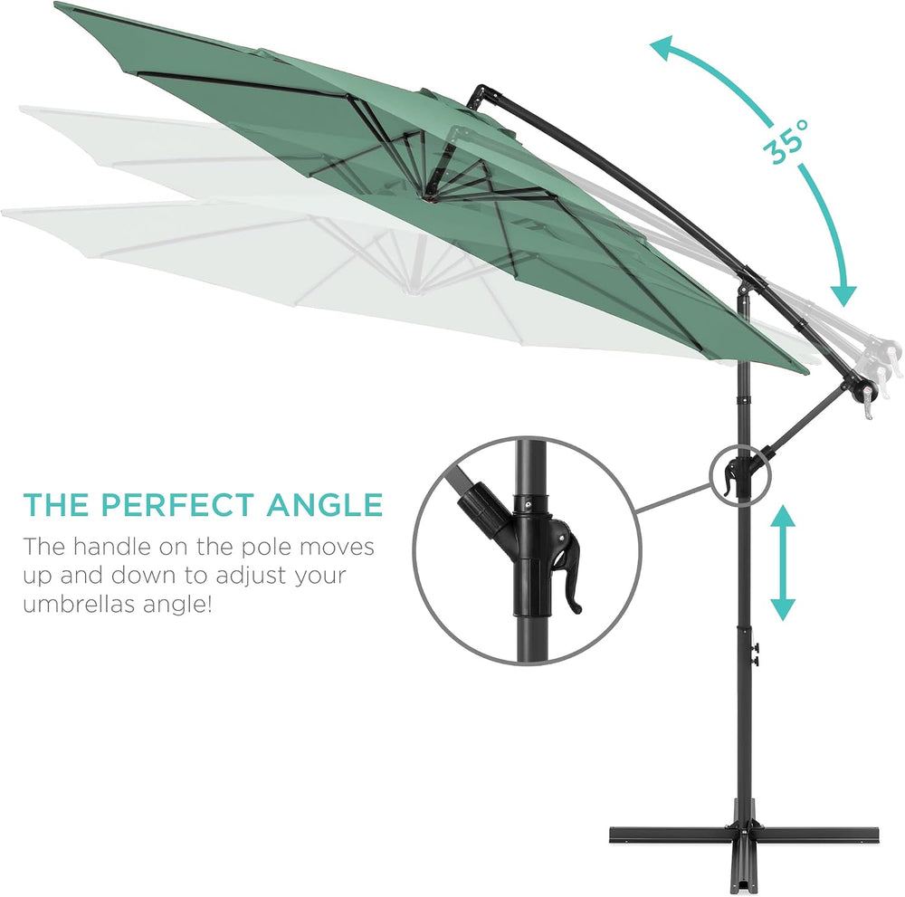 Best Choice Products 10ft Offset Cantilever Hanging Market Patio Umbrella, 8 ...
