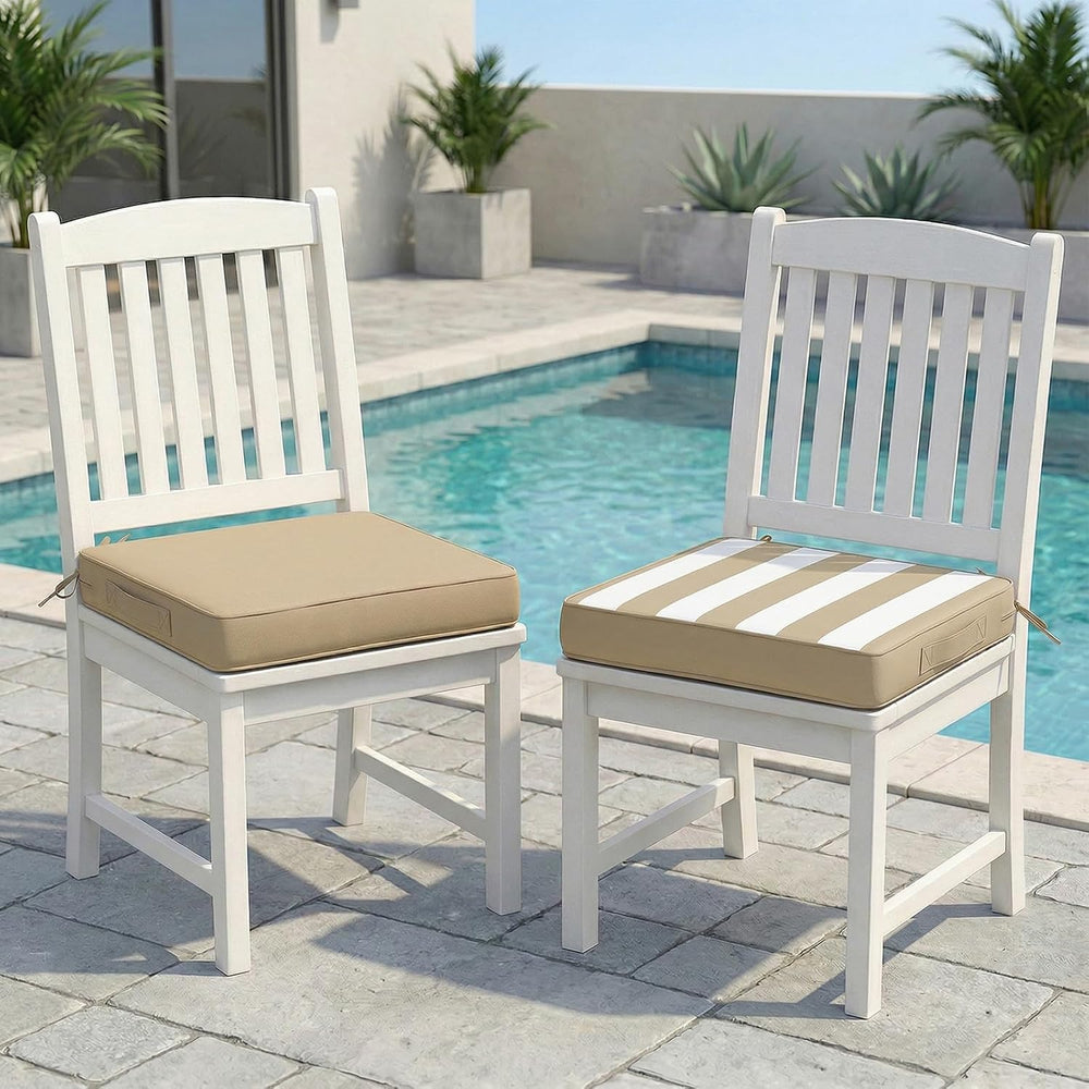 Amagenix 20x20x3 Inch Outdoor Chair Cushions Set of 2 Beige