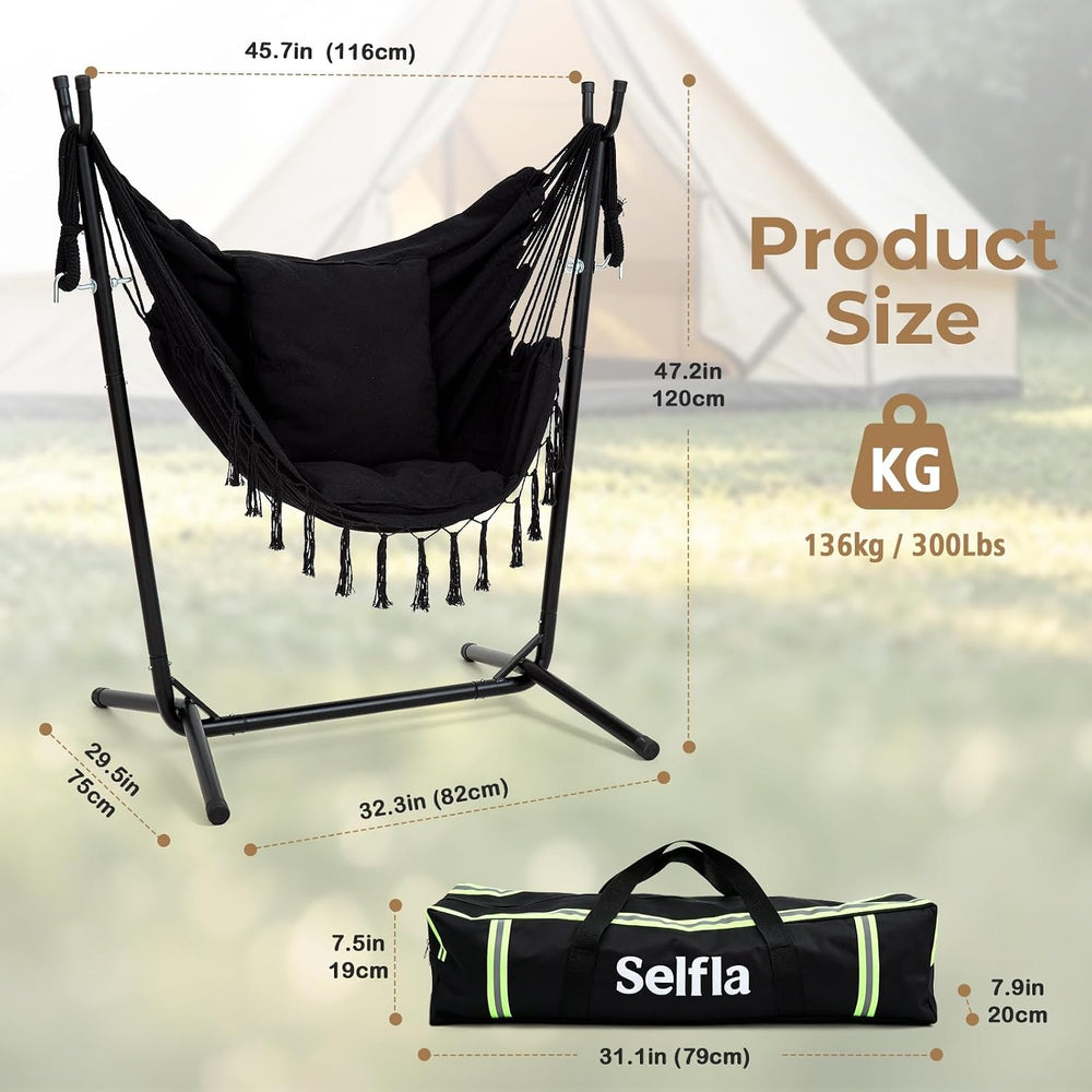 Portable Hammock Chair with Stand, Lightweight Travel Hammock Chair with Stan...