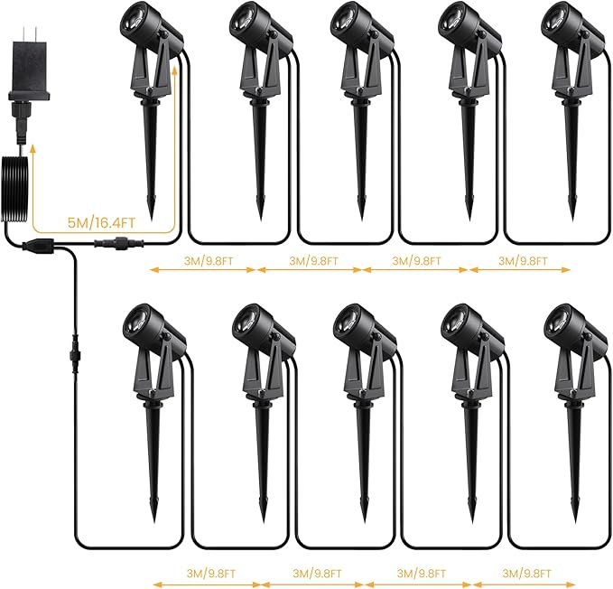 Low Voltage Landscape Lighting,10 Pack Outdoor LED Landscape Spotlights with ...