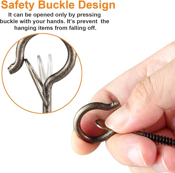 96 PCS Q-Hanger Hooks, Screw Hooks for Outdoor String Lights, Safety Buckle D...