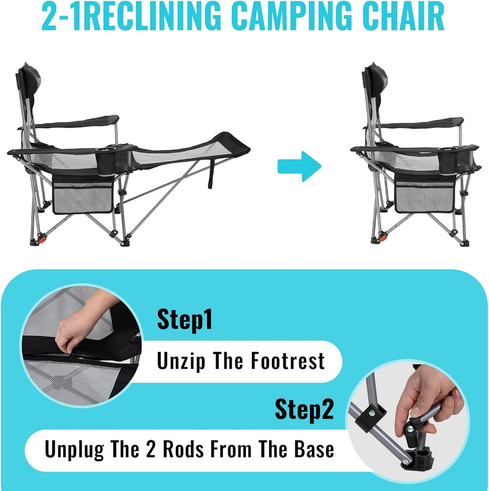 #WEJOY 2-in-1 Reclining Camping Chair with Footrest for Adults