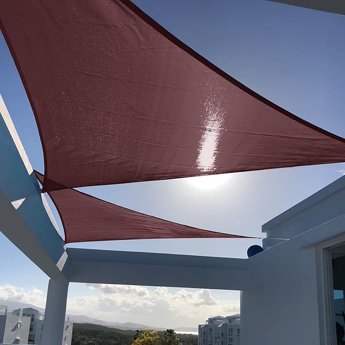 SUNNY GUARD Sun Shade Sail 10'x10'x10' Triangle Brown UV Block Su...