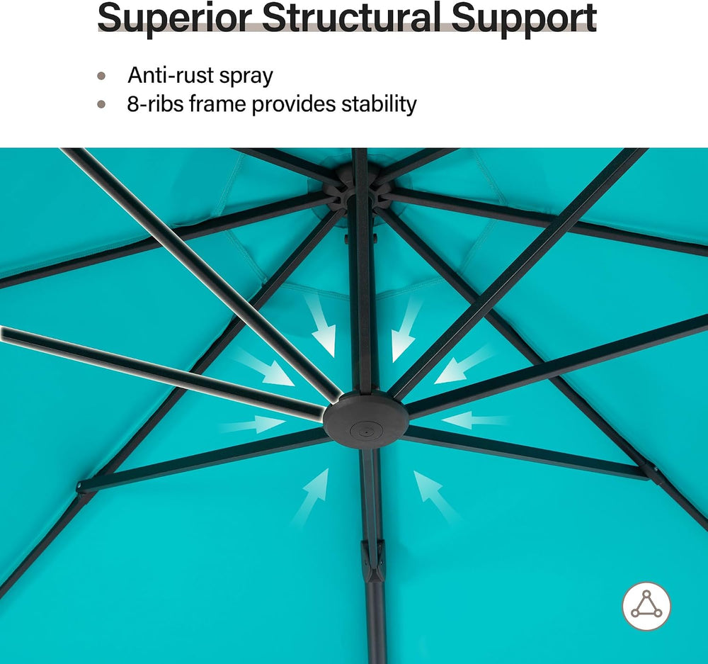 Outdoor Patio Umbrella with Base, 11 FT Deluxe Curvy Cantilever Umbrella Heav...