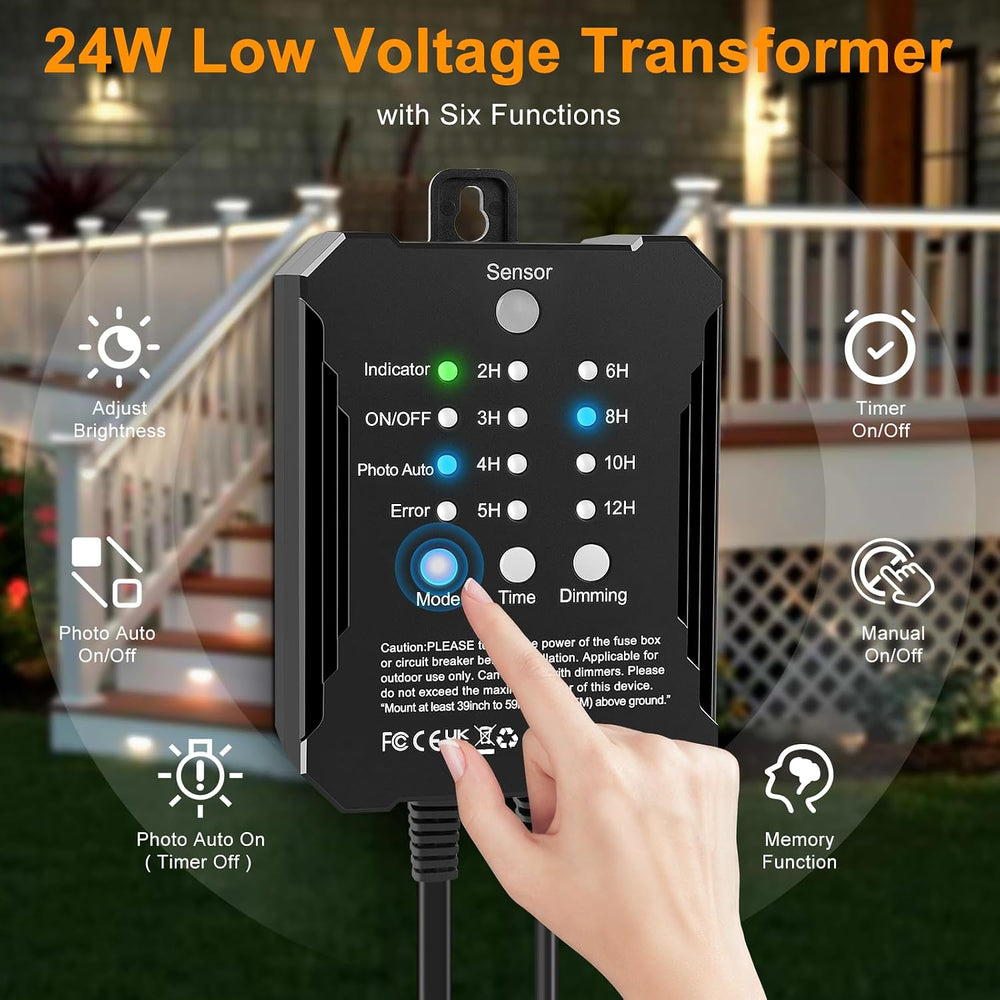 Low Voltage LED Deck Lights Kit with Plug-in Transformer, Dusk-to-Dawn Timer ...