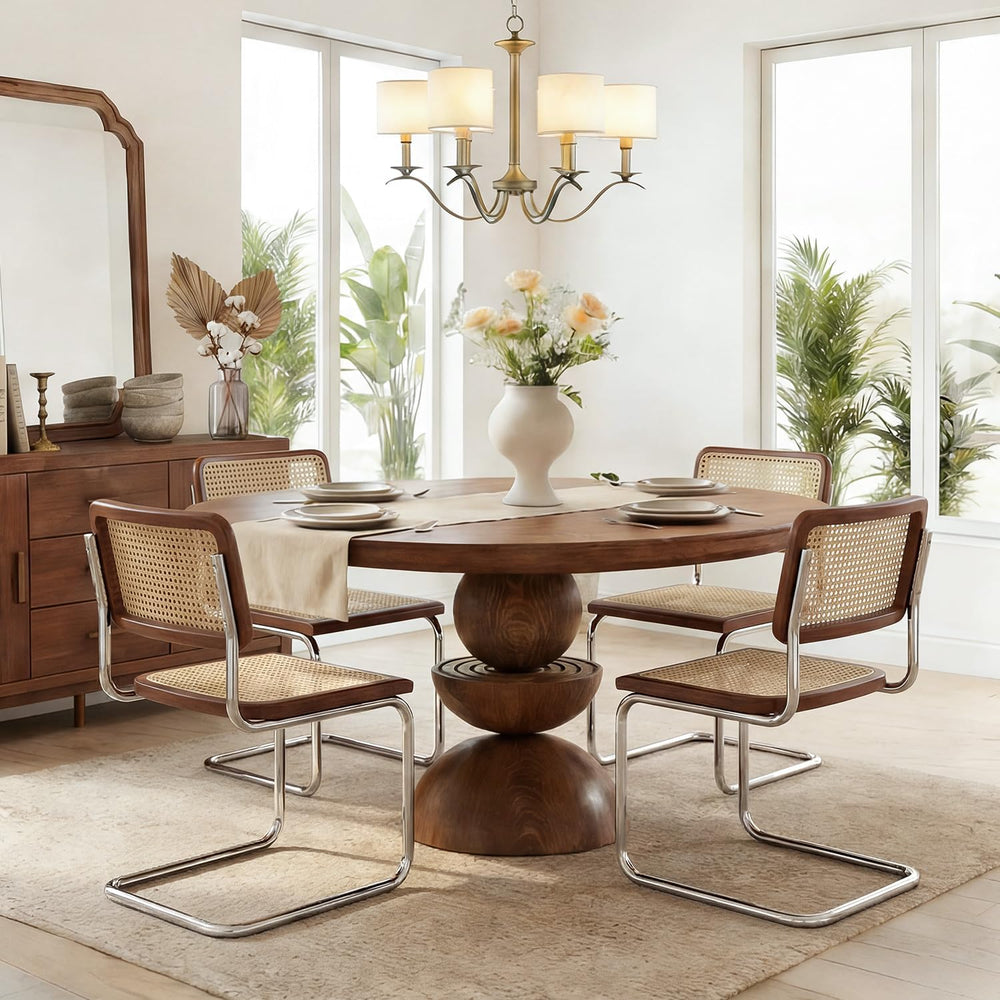 Rattan Dining Chairs Mid Century, Cesca Chairs Set of 4 for Kitchen Room