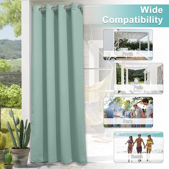 NICETOWN Outdoor Curtain for Patio Waterproof Extra Wide 100 in, Sun Blocking...