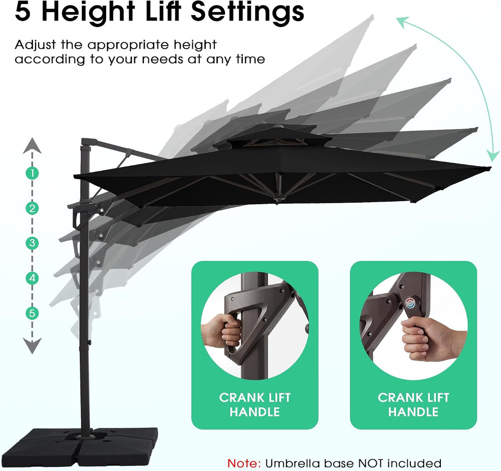JEAREY 9x9 ft 2-Tier Cantilever Patio Umbrella, Outdoor Offset Umbrella