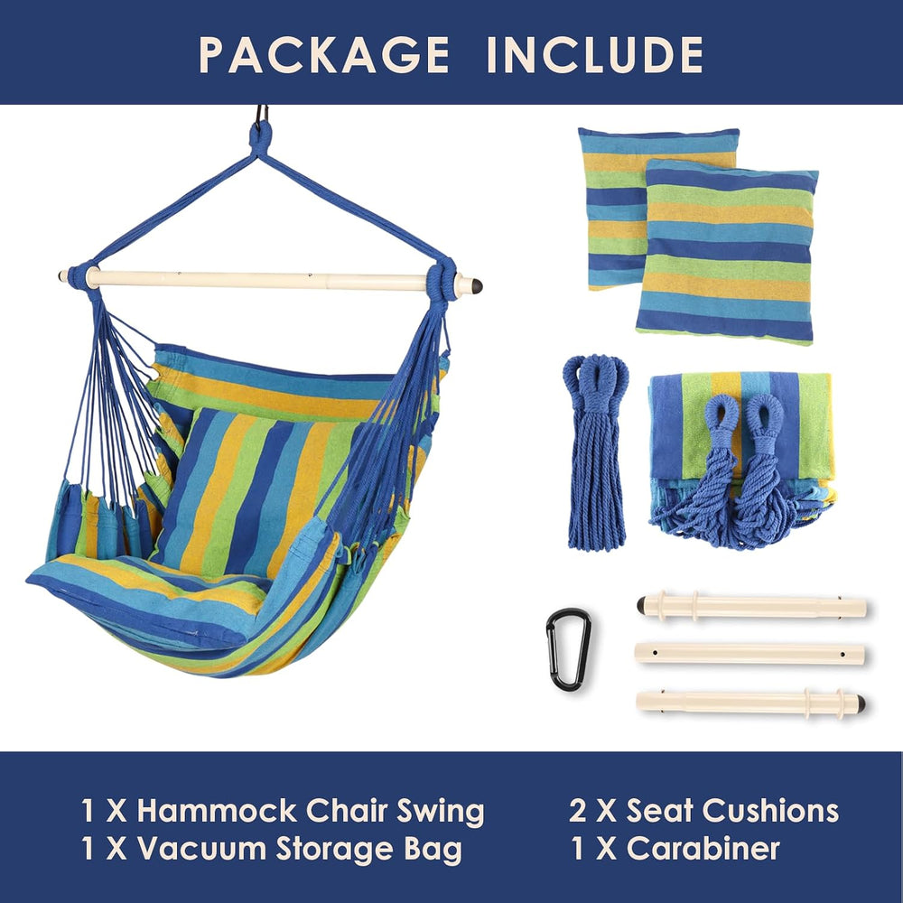 Highwild Hammock Chair Hanging Rope Swing - Max 500 Lbs - 2 Cushions Included...