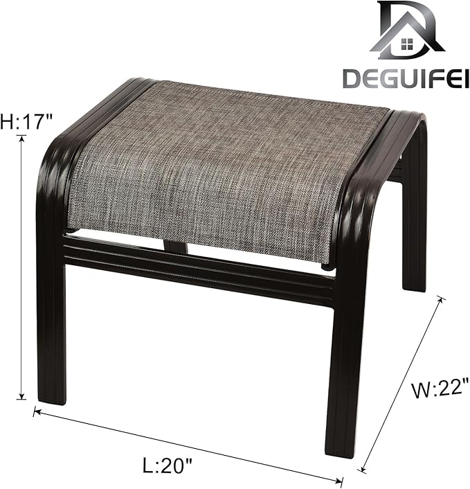 Patio Outdoor Ottoman Footstools Assembled Aluminum Footrest Side Table Small...