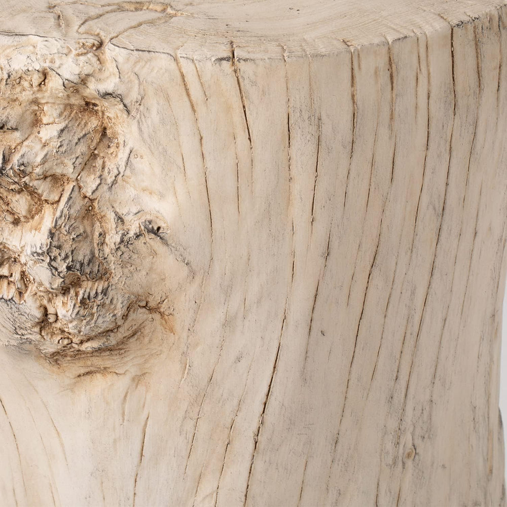 HOMPUS Concrete Outdoor Side Table, Tree Stump, Modern Round Coffee Table
