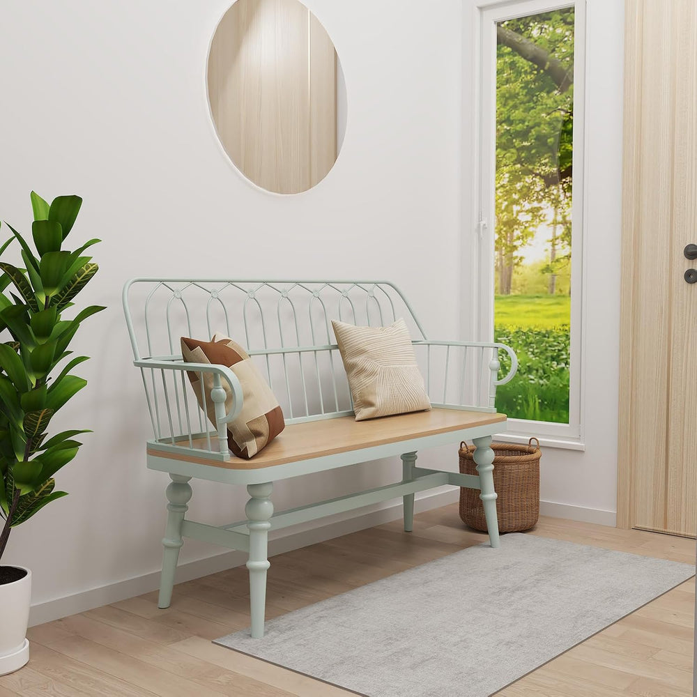 DIBRATY Entryway Bench,Spindle Back Wooden Dinning Bench, Farmhouse Foyer Ben...