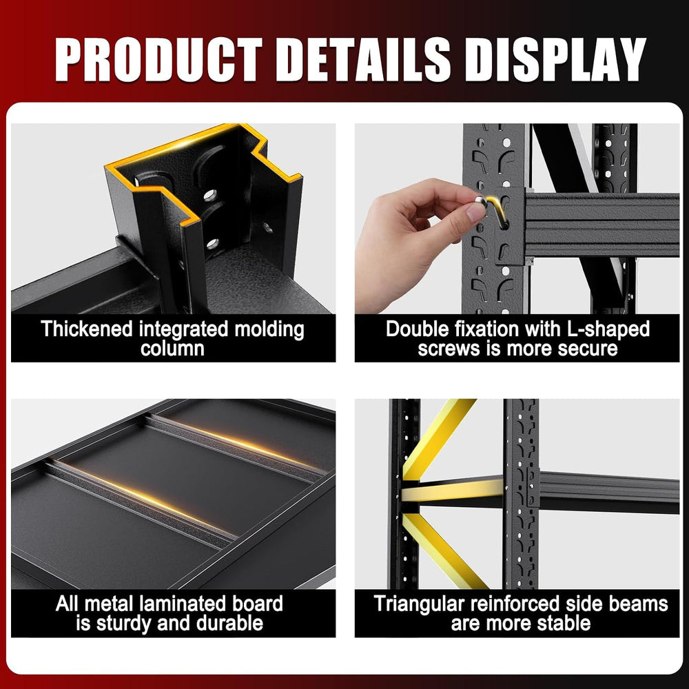 69" W Heavy Duty Metal Garage Shelving, 4-Tier Adjustable Storage Shelve...
