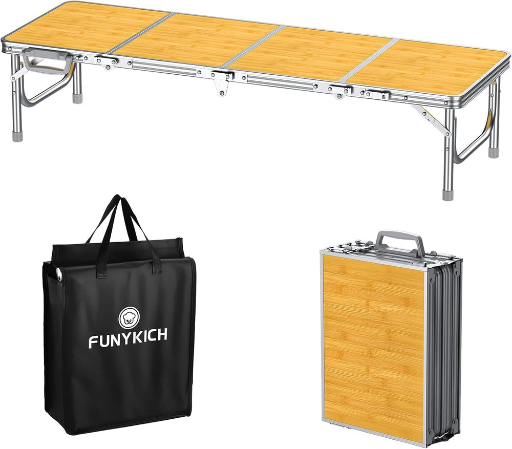 FUNYKICH 4ft Low Folding Picnic Table(45.7''x15.7''x10.3'...