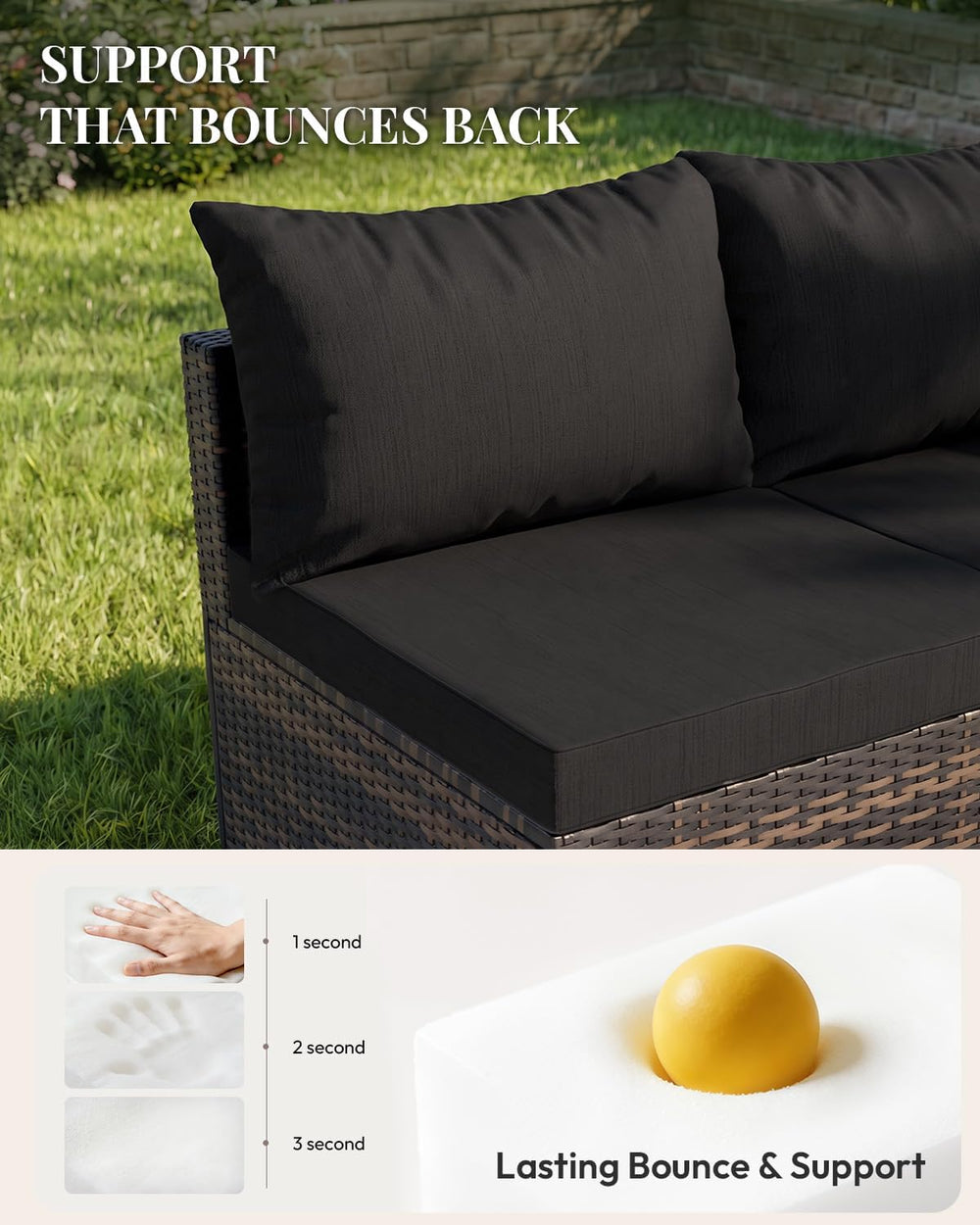 WWR 7 Piece Outdoor Patio Furniture Set, All-Weather Modular PE Wicker Sectio...