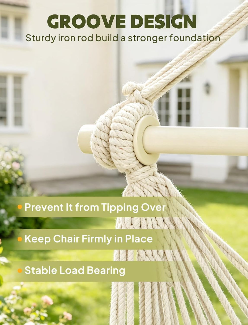 Chihee Hammock Chair 4.9ft x 3.9ft Max 500 Lbs 2 Cushions Strap Carabiner