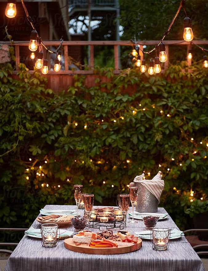 Svater Outdoor String Lights 150FT, E26 Socket, 48pcs S14 Shatterpoof Bulbs, ...