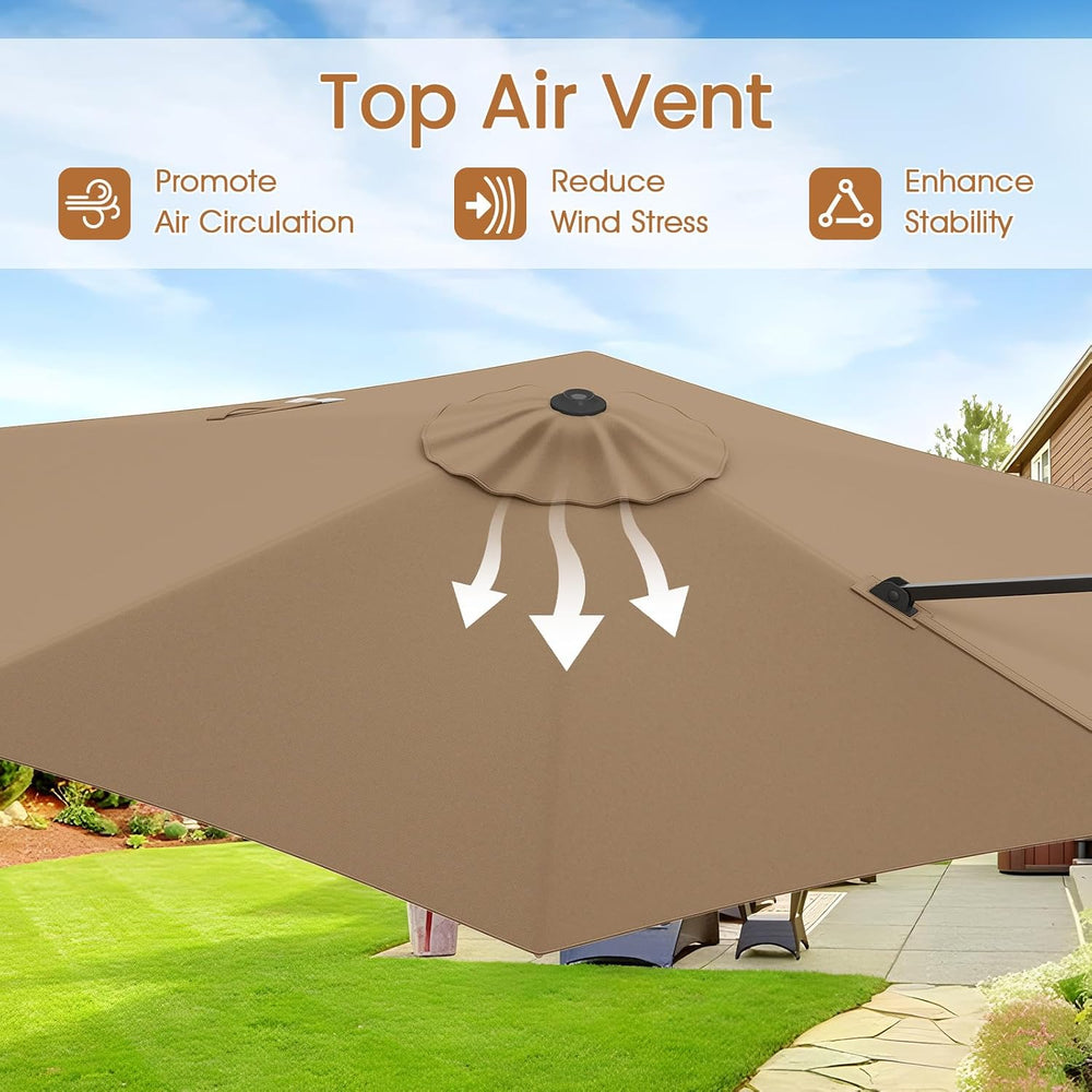 Tangkula 9 FT Cantilever Patio Umbrella, Heavy Duty Offset Outdoor Hanging Um...