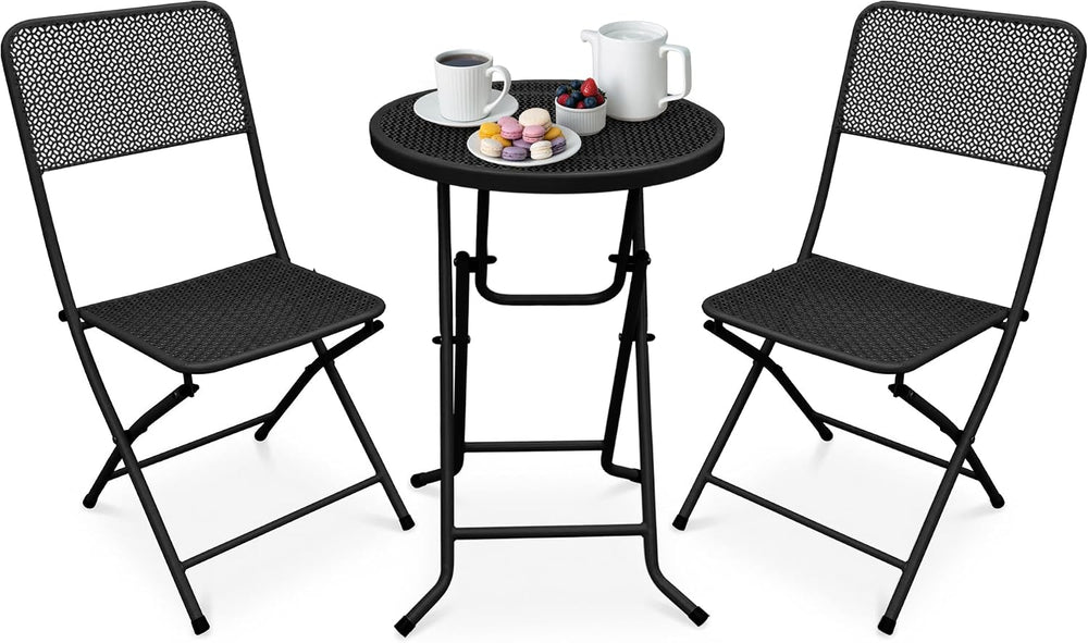 Four Seasons Courtyard Padova 3-Piece Outdoor Bistro Dining Set, Black