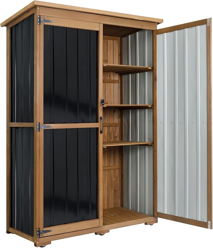 Outdoor Storage Cabinet Waterproof with Shelves, Outdoor Storage Shed Garage ...