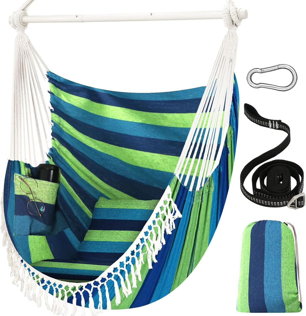 Chihee Hammock Chair 4.9ft x 3.9ft Max 500 Lbs 2 Cushions Strap Carabiner