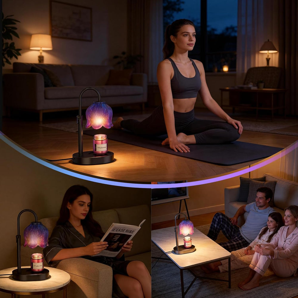 Flower Candle Warmer Lamp, Timer & 4-Level Dimmer, Adjustable Height | Fl...