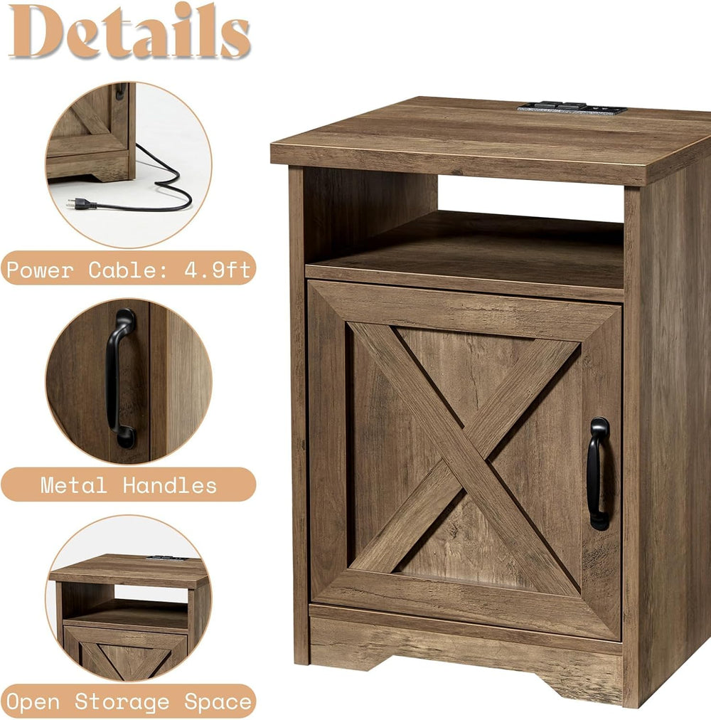 AMERLIFE Living Room Furniture Set, 59" Barnwood TV Stand with Fireplace