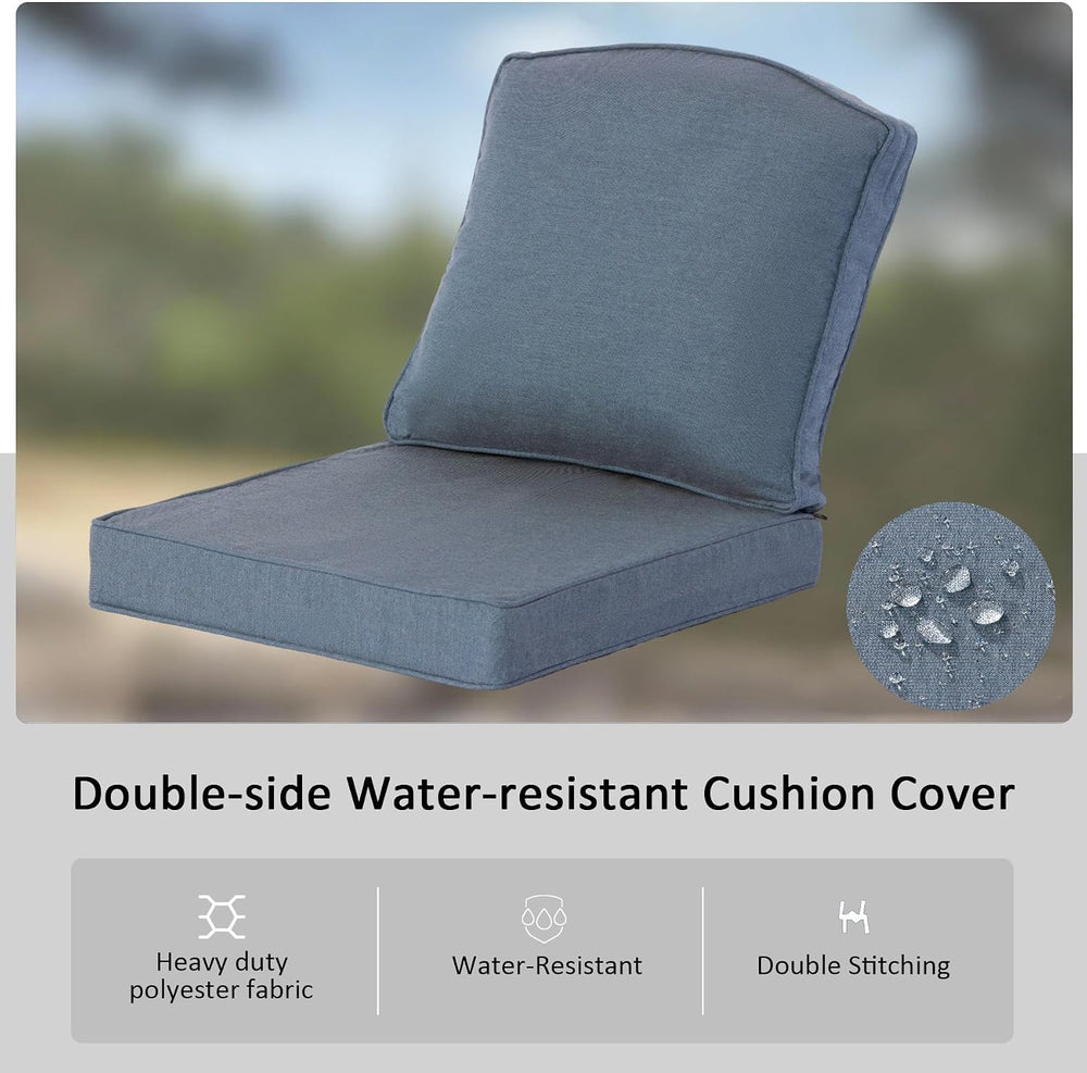 Outdoor Deep Seat Cushions, 20x21.5 Inch, Denim Blue, Set of 2