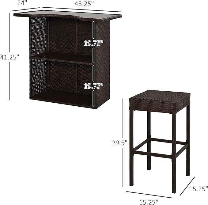 Outsunny 5 Pcs Rattan Wicker Bar Set, High Top Outdoor Table and Chairs, Bar ...