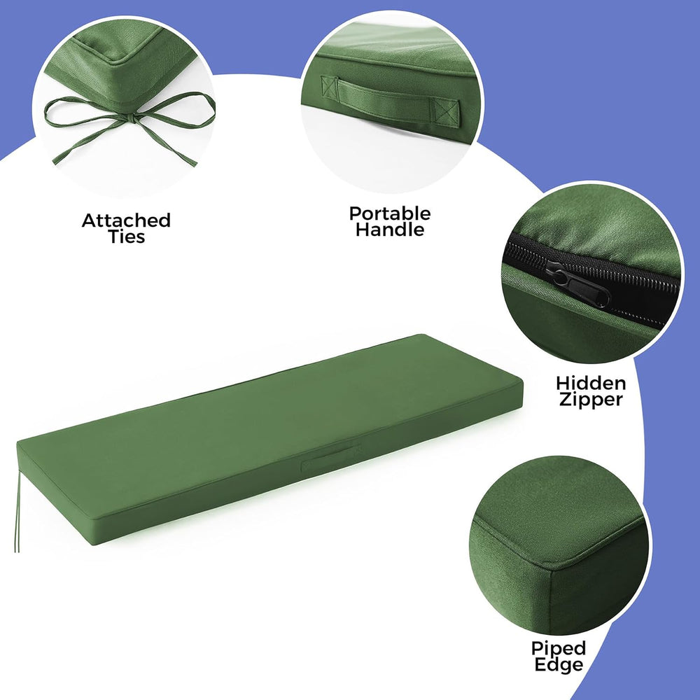IPYNBAP Outdoor Bench Cushion Waterproof, 48x18x3 Inch, Army Green